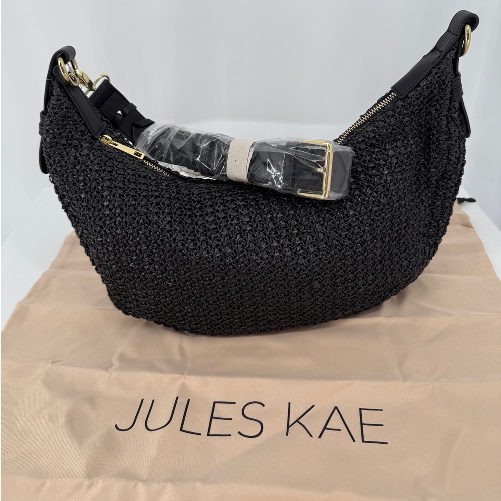 JULES KAE - Woven Hobo Bag with Braided Strap